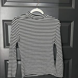 Black and White Striped Women's Top